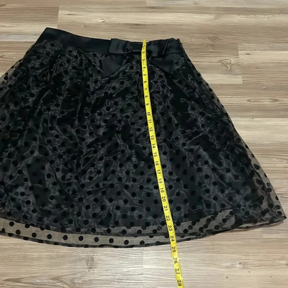Elle A-line layered polka dot skirt Black Sheer overlay Bow Size 14 Flirty - Picture 8 of 12